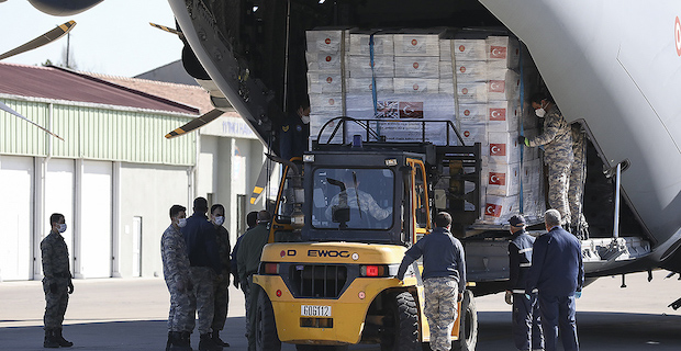 Republic of Turkey delivers medical aid to UK to help fight virus, lates