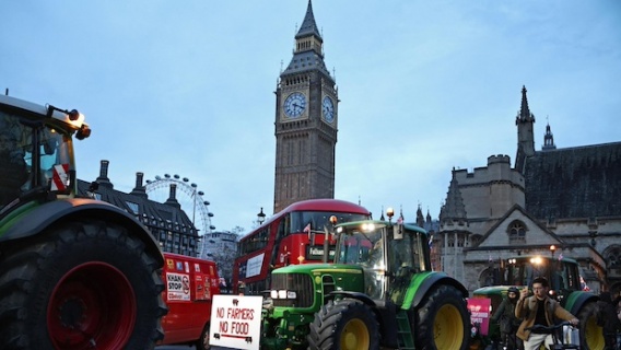 Farmers made their way towards Britain’s parliament