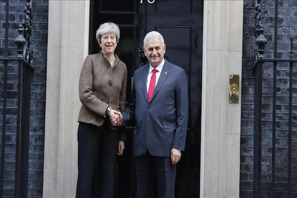 Binali Yildirim and Theresa May meet in London
