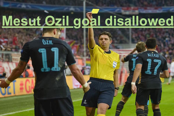 Mesut Ozil saw his goal disallowed against Bayern Munich