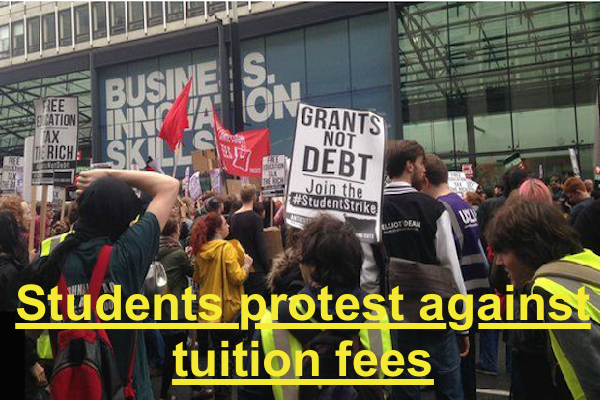 The National Campaign Against Cuts and Fees said that students in the demonstration
