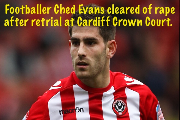 Latest, Ched Evans cleared of raping teenager