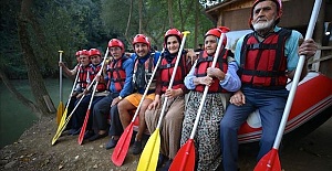 Older people in Duzce have fun with river rafting