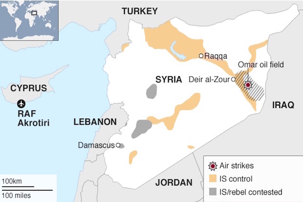 British RAF Tornado jets carry out bombing on Syria
